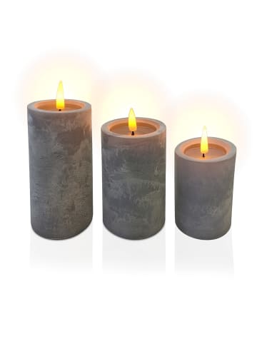 relaxdays 3 x LED Kerzen in Grau