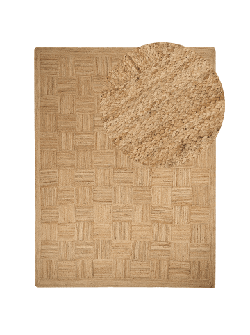 Beliani Geflochtener Teppich ESENTEPE in Beige - (W) 300 x (L) 400 cm