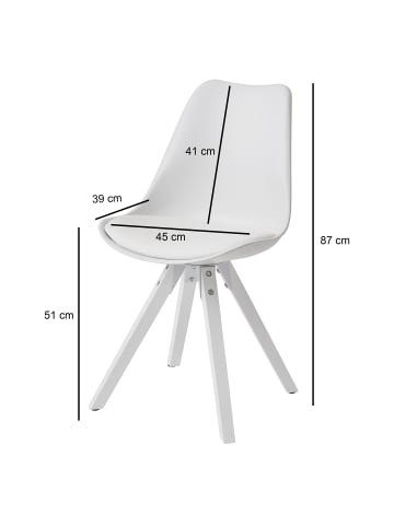 FineBuy Esszimmerstuhl in Weiß / Kunstleder / 49x52x87