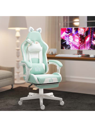 HOMCOM Gaming Stuhl-65L x 62B x 116-124H cm-Hellblau