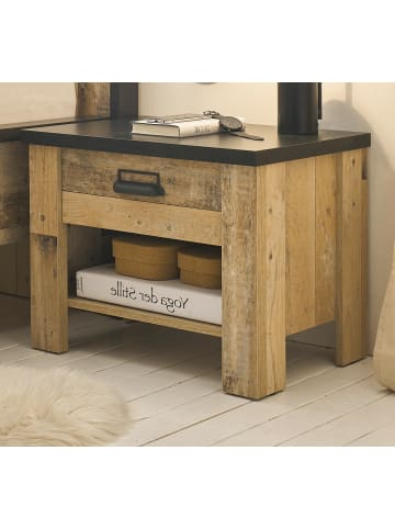 Furn.Design Nachttisch Used Wood hell, dunkles Grau 60 x 46 cm, Nachtkommode mit Soft-Close