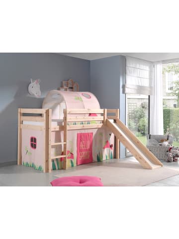 58 aufm Kessel KINDERBETT mit Rutsche Karolina Massivholz Natur Textilset Spring 2