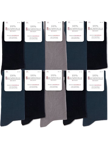 Occulto 10er Pack 100% Baumwolle Socken Ingo in Blau Mix