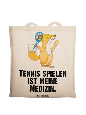 Mr. & Mrs. Panda Tote Bag Fuchs Tennis spielen mit Spruch in Creme