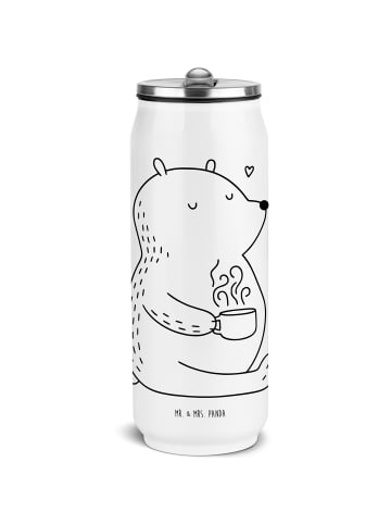 Mr. & Mrs. Panda Schul Trinkflasche Bär Morgenkaffee ohne Spruch in Weiß