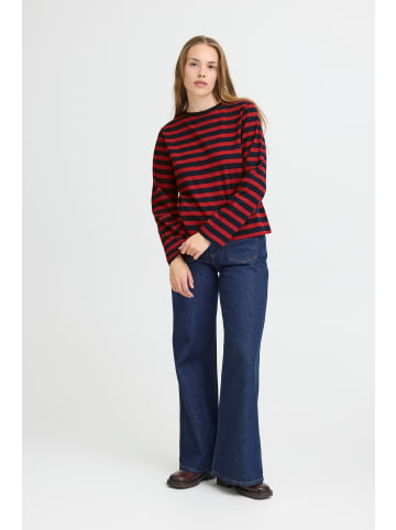 Pulz Langarm-Shirt PZSAHANA Regular fit in Navy Burned Red Striped