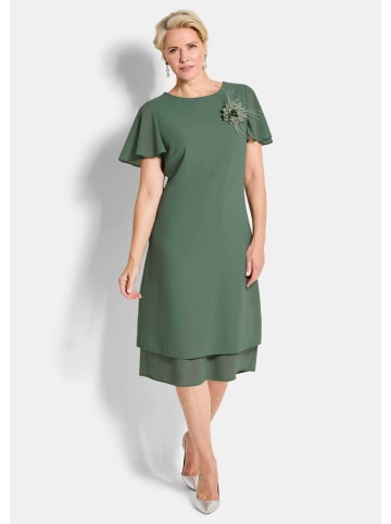 GOLDNER Chiffonkleid Abendkleid mit abnehmbarer Brosche in salbei