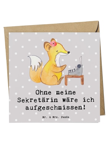 Mr. & Mrs. Panda Einladungskarte Sekretärin Helfer mit Spruch in Grau Pastell