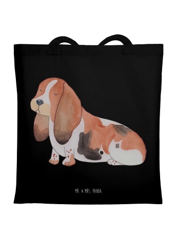 Mr. & Mrs. Panda Shopping Tasche Hund Basset Hound ohne Spruch in Schwarz