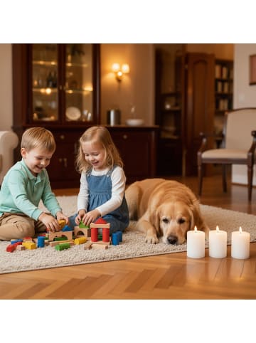 relaxdays 4 x LED Kerzen in Schwarz - (H)13 x Ø 7,5 cm