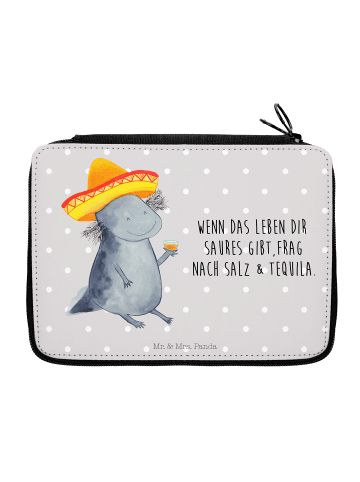 Mr. & Mrs. Panda Federmappe Axolotl Tequila mit Spruch in Grau Pastell