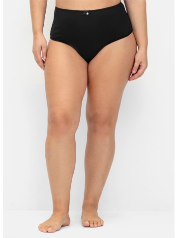 sheego High-Waist-String in schwarz + schwarz