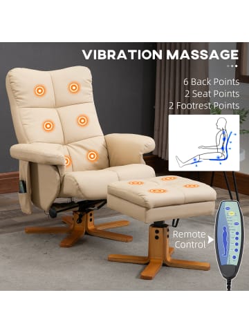 HOMCOM Massagestuhl-80L x 86B x 99H cm-Cremeweiß