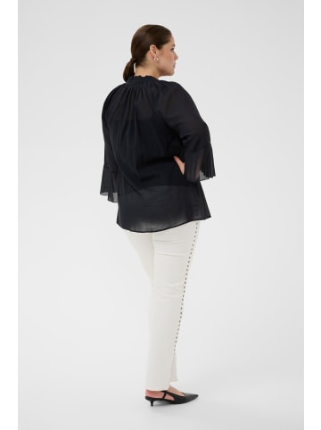 KAFFE curve Bluse langarm KCflori A-shape in Black Deep