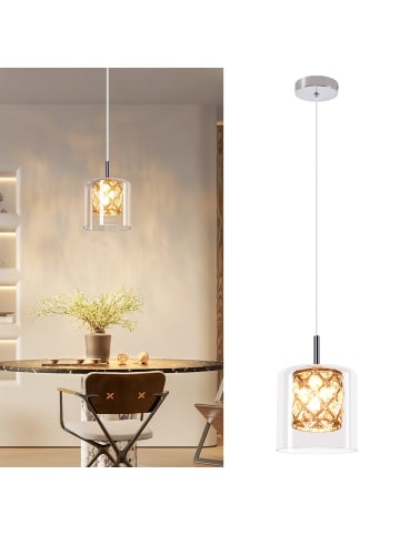 ZMH Pendelleuchte 1-flammige G9 in silber Kristall L12cm x H140cm