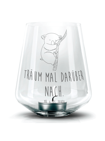 Mr. & Mrs. Panda Windlicht Glas Koalabär mit Spruch in Transparent