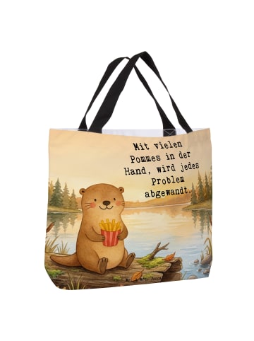 Mr. & Mrs. Panda Tote Bag Otter See Pommes Design mit Spruch in Weiß