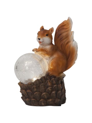 STAR Trading LED Solar-Figur , Eichhörnchen mit Glaskugel, Dämmerungssensor, bunt,