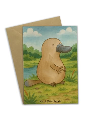 Mr. & Mrs. Panda Grußkarte Schnabeltier Mut Design ohne Spruch in Weiß