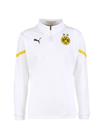 Puma Sweatshirt Borussia Dortmund Prematch 1/4 Zip in weiß / gelb