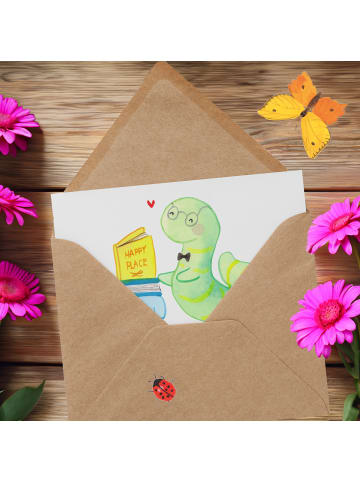 Mr. & Mrs. Panda Klappkarte Buchhändler Herz mit Spruch in Weiß