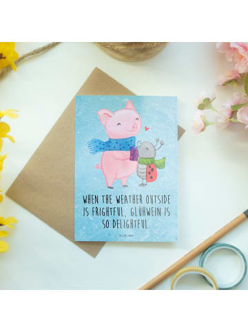 Mr. & Mrs. Panda babykarte Glühschwein Smörle mit Spruch in Eisblau
