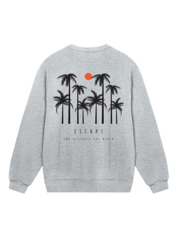 F4NT4STIC Sweatshirt Escape Discover the World Palm Trees in grau meliert