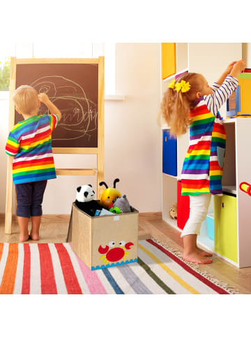 relaxdays Kinder-Aufbewahrungsbox "Krebs" in Beige/ Orange - (B)33 x (H)33 x (T)33 cm