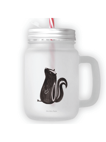 Mr. & Mrs. Panda Trinkglas Mason Jar Stinktier Sitzen ohne Spruch in Transparent
