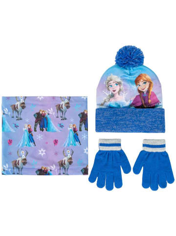 Disney Disney Frozen Kinder 3 Teilig Mütze & Schal & Handschuhe Set in Blau