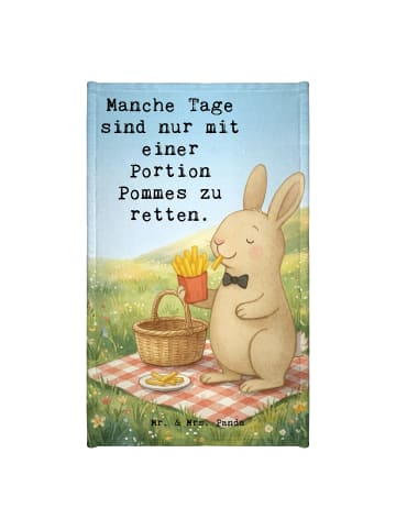 Mr. & Mrs. Panda Handtuch Hase Pommes Design mit Spruch in Weiß