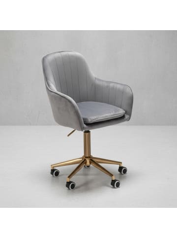 KADIMA DESIGN Schalenstuhl SANDRA, Samtstoff, goldener Metallfuß, max. 120 kg in Grau