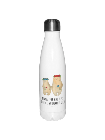 Mr. & Mrs. Panda Thermosflasche Bären mit Blumenkranz mit Spruch in Weiß