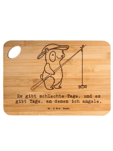 Mr. & Mrs. Panda Frühstücksbrett Panda Angeln mit Spruch in Braun