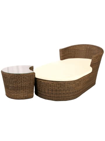 GMD Living Gartenliege SUN Daybed mit Beistelltisch in Farbe Braun