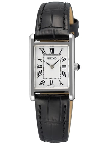 Seiko Damenuhr Quarz mit Lederband Schwarz