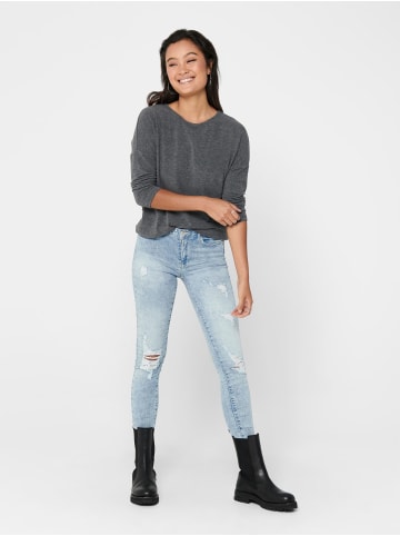ONLY Dünner Strickpullover 3/4 Langarm Shirt Basic Sweater ONLGLAMOUR in Dunkelgrau