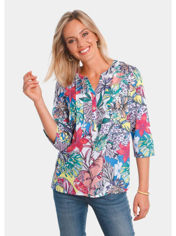 GOLDNER Kurzgröße: Blusenshirt mit Leo-Blüten-Muster in multicolor