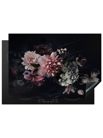 KitchenYeah Herdabdeckplatte Blumenstrauß rosa weiß