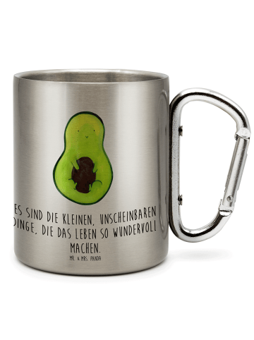 Mr. & Mrs. Panda Edelstahlbecher Avocado Kern mit Spruch in Silber