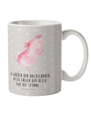 Mr. & Mrs. Panda Kaffeebecher Axolotl Tanzen mit Spruch in Grau Pastell