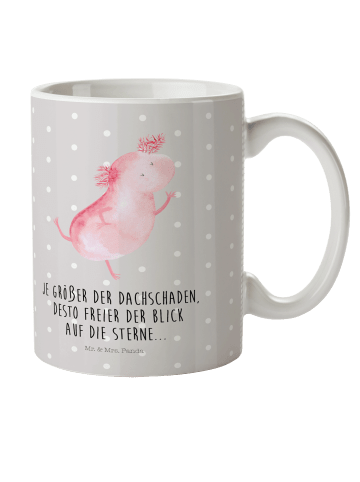 Mr. & Mrs. Panda Kindertasse Axolotl Tanzen mit Spruch in Grau Pastell