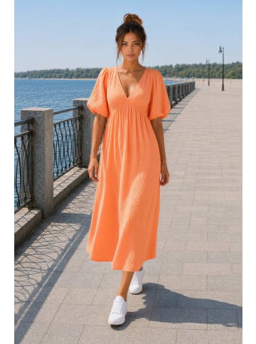 Reichstadt Damen Relaxed Fit Sommerkleid Musselin in Orange