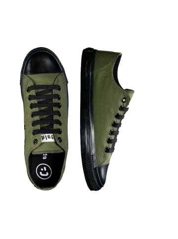 ethletic Canvas Sneaker Black Cap Lo Cut in camping green jet black