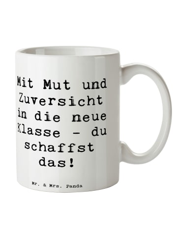 Mr. & Mrs. Panda Kaffeetasse Spruch Erster Schultag Mut und Zuve... in Weiß