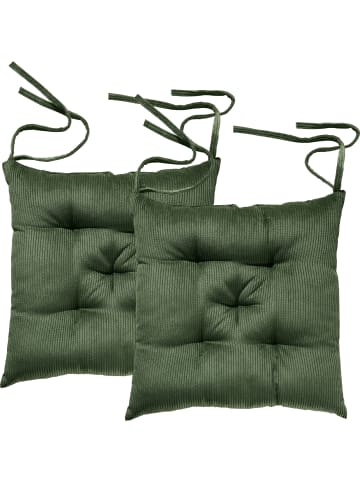 Erwin Müller Cord Stuhlkissen 2er-Pack Glasgow in oliv