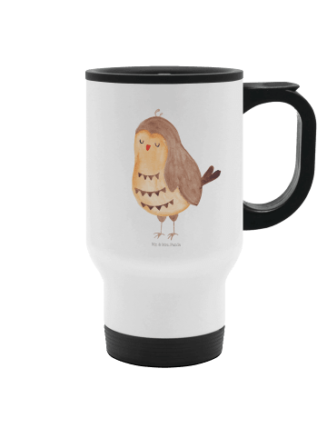 Mr. & Mrs. Panda thermosbecher Eule Zufrieden ohne Spruch in Weiß