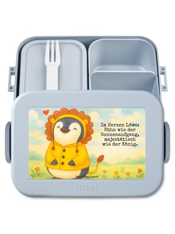 Mr. & Mrs. Panda Lunch Box Löwe Astrologie Design mit Spruch in Blau Pastell