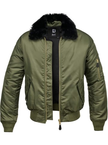 Brandit Jacke "Ma2 Fur Collar Jacket" in Grün