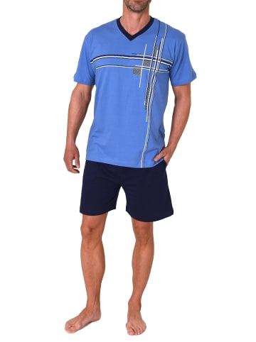NORMANN Shorty Schlafanzug kurzarm Pyjama - 78163 in blau